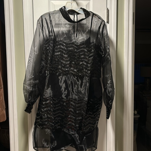 ⭐️⭐️ MODCLOTH Fanciful Fette Shift Sequin Overlay Dress NWT L - Picture 4 of 8